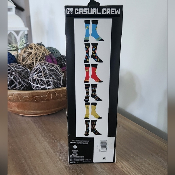 🧦 Star Trek Men’s Casual Crew Socks – Blue, Red & Yellow, NWT (6-Pack) - Picture 3 of 11